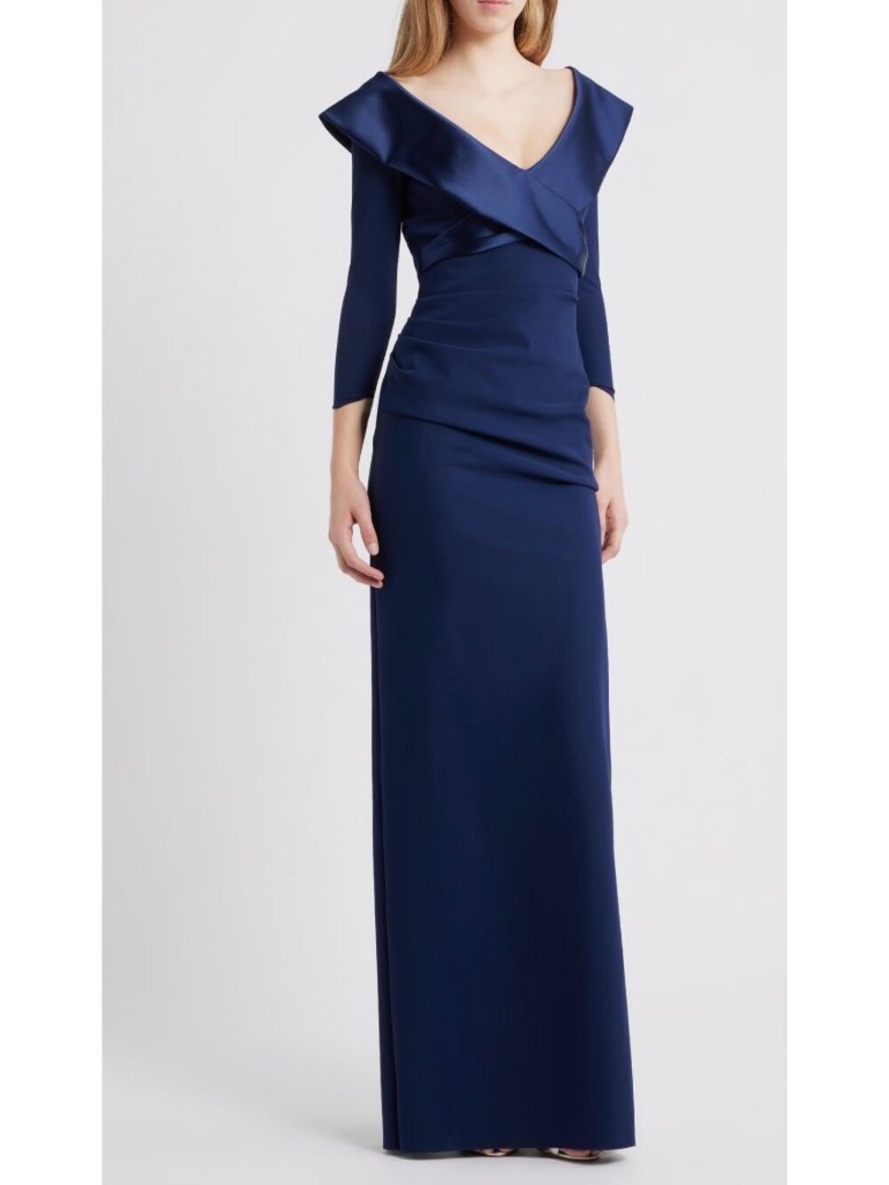 Chiara Boni La Petite Robe Suli Ra Wrap Front navy Column gown Dress size IT 40